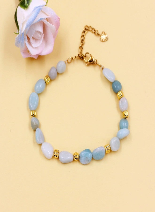 Tobestu Amazonite Beaded Bracelet with Pumpkin Spacer Beads - Boho Natural Stone Jewelry for Summer and Everyday Style YA5871 - Image 4